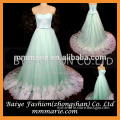 New Latest Girls Fashion Ball Gown Lace Mint Green Colored Sweatheart Neckline Beautiful Princess Wedding Dress